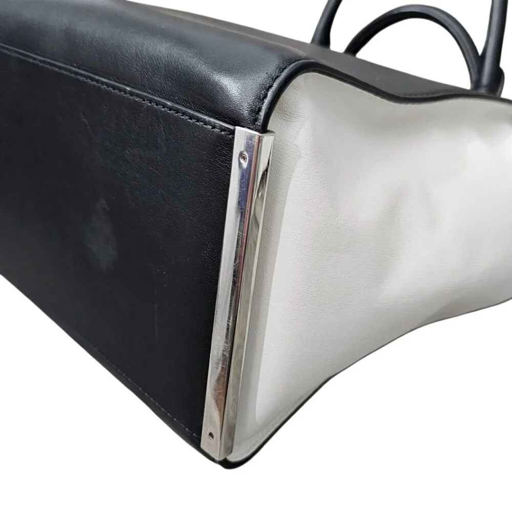 MICHAEL Michael Kors Lana Leather Colorblock Tote Handbag COA Black And White